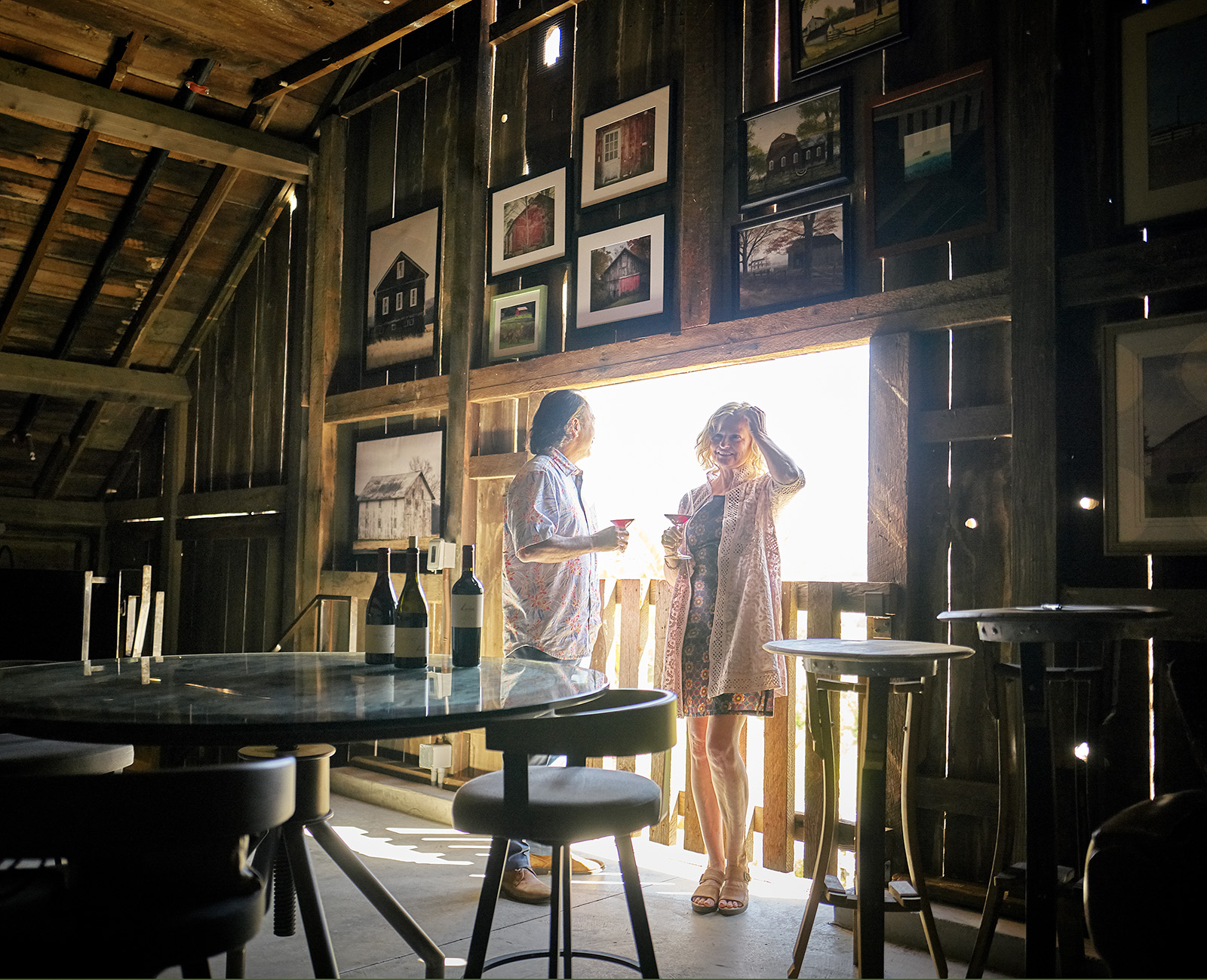 Couple drinking wine at The Loft