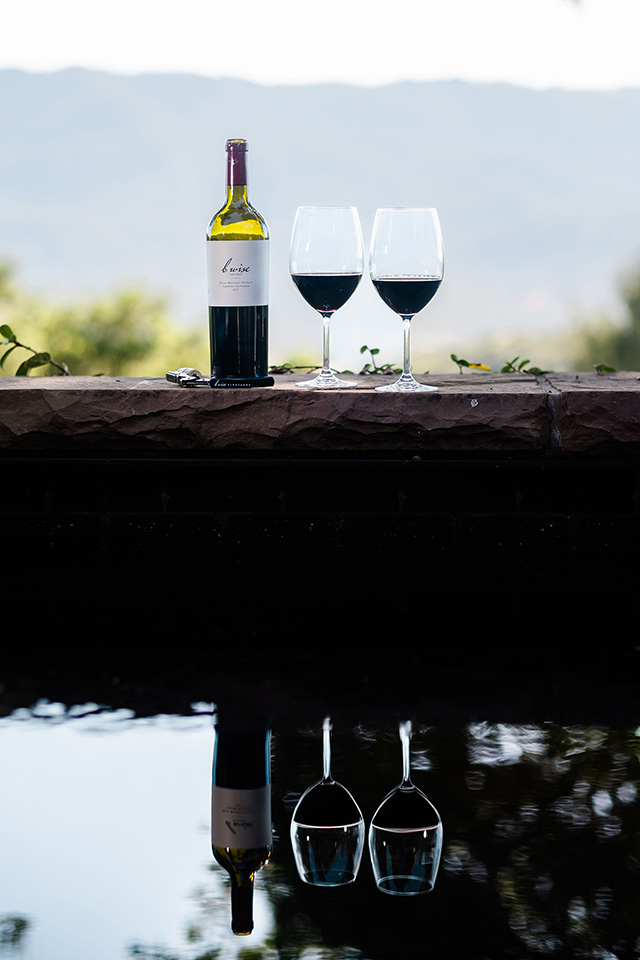 B. Wise Cabernet seen reflected in pool of water
