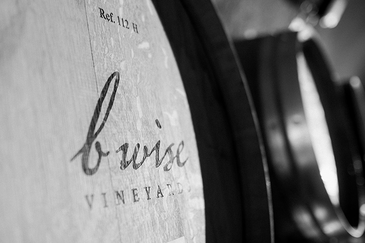 Wine aging in B. Wise Vineyards barrels