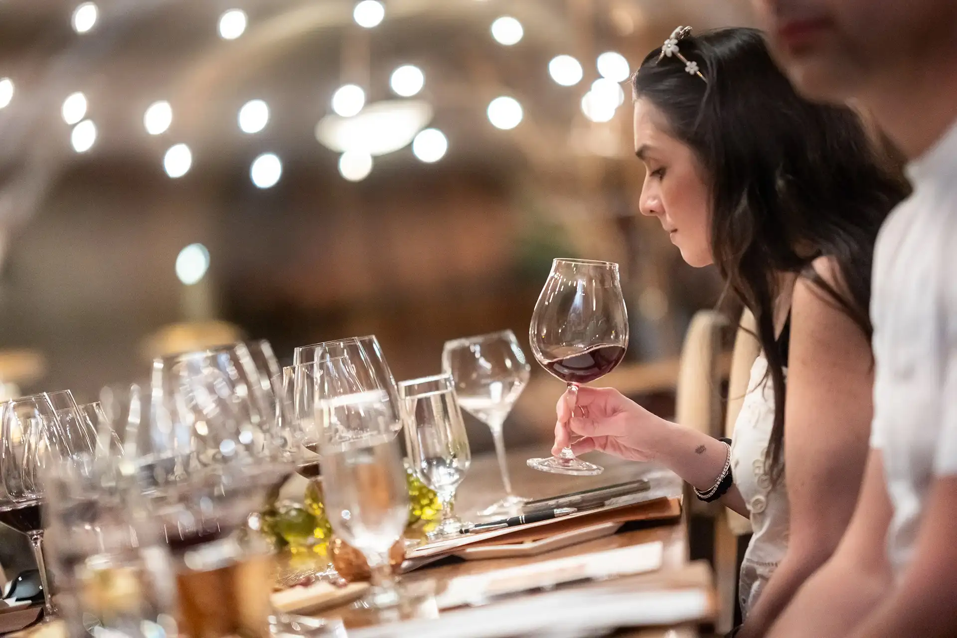 guests enjoying a tasting in the cave at b. wise vineyards