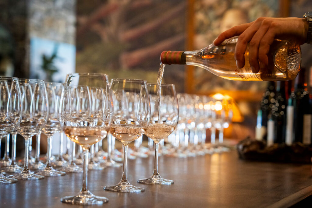 Pouring Ronda Rosé to welcome guests at an event at the B. Wise Tasting Lounge in Kenwood, CA. Photo by Suzanne Becker Bronk.